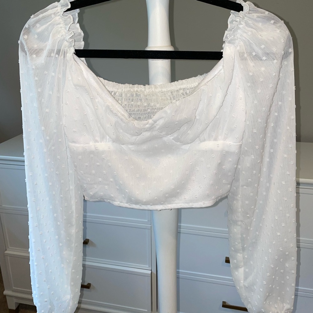 White polka dot crop top